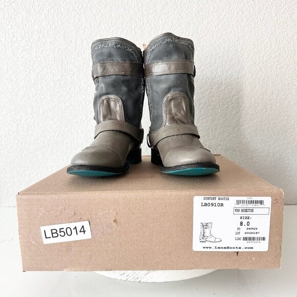 NEW Lane Boots Womens Gray Leather Canvas Mid-Calf Western Moto Style Zip Size 8 - Picture 12 of 13